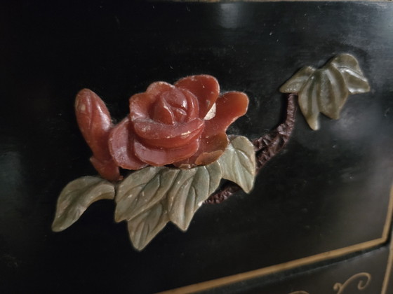 Antique Chinese Cabinet with Paintings and Soapstone – Sideboard, Wood (photo 15 of 15)