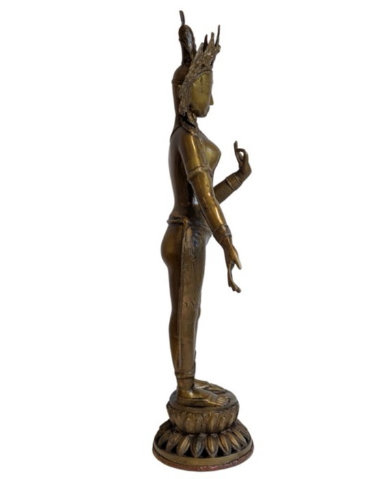 Tara debout monumentale népalaise en bronze doré au feu – XVIIIe/début XIXe siècle - 089 – Sculptures, Gold (photo 4 of 17)