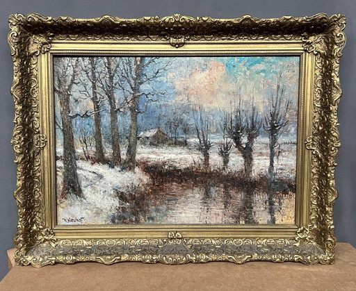 WJ (Walter) Neuhof ( ), "Paisaje invernal". – schilderijen tekeningen, Canvas (photo 2 of 6)