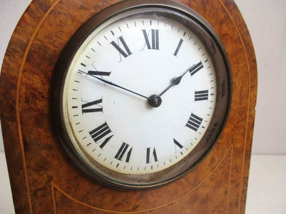Image 1 of Art Deco burr walnut table clock