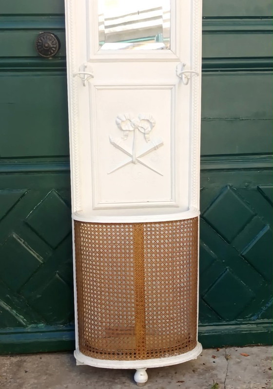 Louis XVI style wooden and cane coat rack – Shelving unit, Rattan (photo 3 of 8)