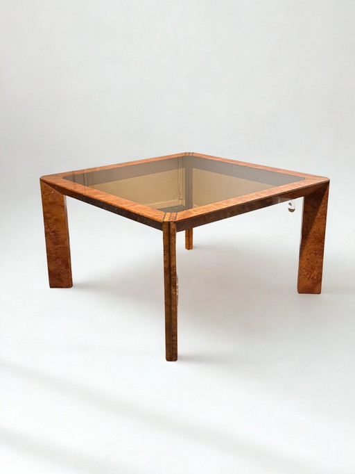 Mesa de comedor italiana de mediados de siglo con madera de raíz de Burlwood