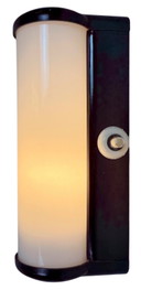 Industriële bruine bakelieten wandlamp met melkglas, jaren 1950