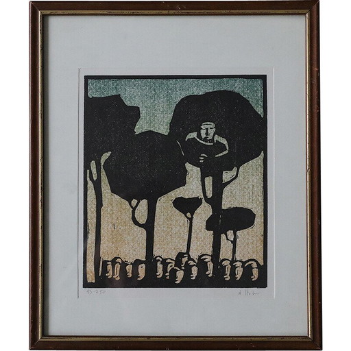 Cuadro antiguo de temática bíblica de Åke Holm, 1970