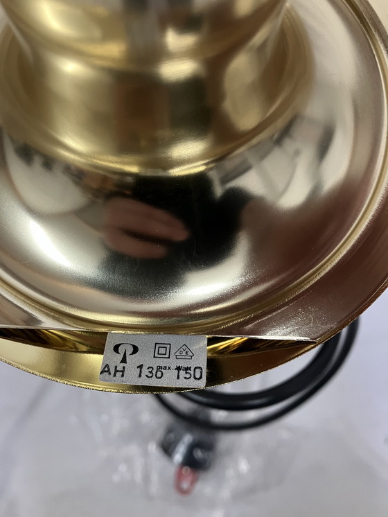 Image 1 of Lampe à suspension vintage Peill et Putzler ø30 verre bulle ambré NOS !