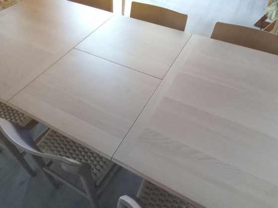 Image 1 of Set of table with 6 chairs in beech