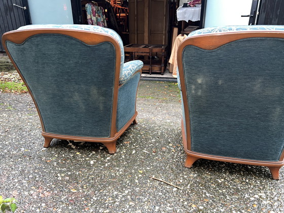 Image 1 of 2 kersenhouten jugendstil fauteuils 