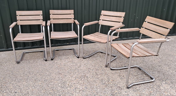 Image 1 of 4 chaises de jardin Gispen en teck/RS, empilables