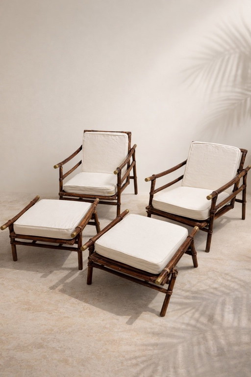 Pair of John Wisner Far Horizons armchairs and ottomans – Ficks Reed, 1954