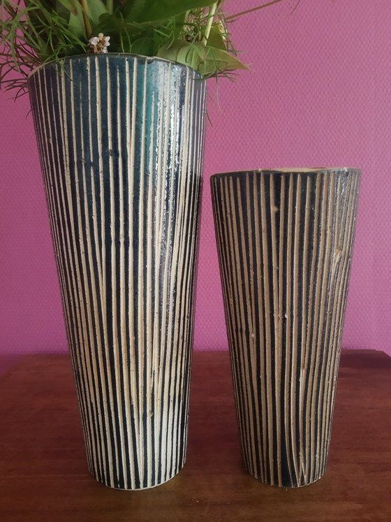 Magnifico set di Vasi decorativi in ceramica Mid-Century anni '50, Design Vintage Fatto a Mano (photo 11 of 12)