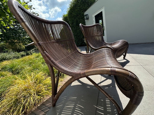 Unique set of 2 Yuzuru Yamakawa 'Funky' (CL-170) rattan design armchairs