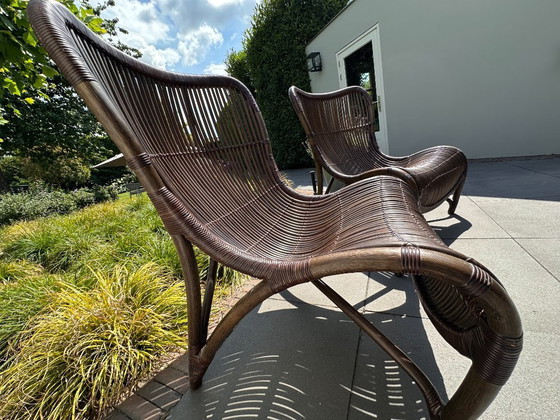 Image 1 of Unique set of 2 Yuzuru Yamakawa 'Funky' (CL-170) rattan design armchairs