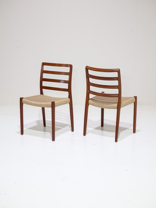 6 chaises de salle à manger N.O. Møller modèle 85 en teck vintage
