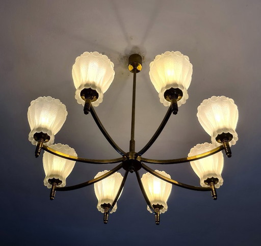 Impressionante lampada a sospensione vintage - Anni '40 - '50 - Ottone - Germania -.