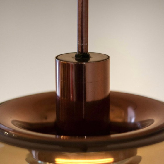 Image 1 of 1x Colgante de diseño italiano de cristal ahumado y bronce