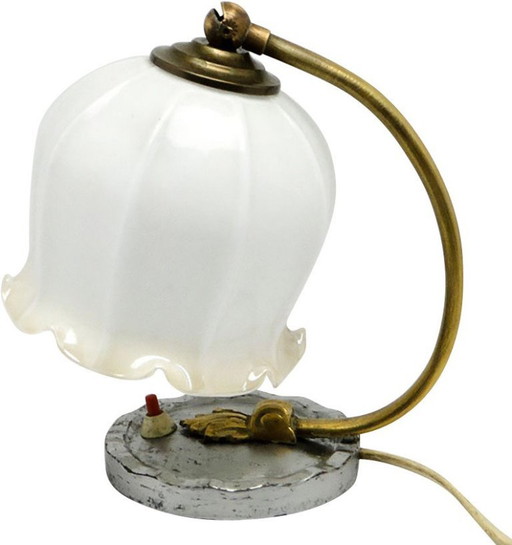 Vintage Bedside Lamp From Polam, Poland, 1960s – tafellampen, Glass, Metal