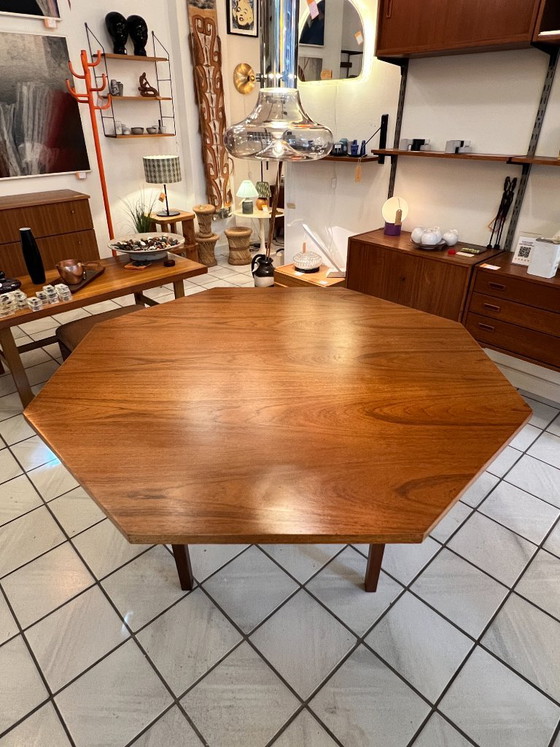 Vintage Octagonal Dining Table, Teak Wood, 1960s (photo 5 of 10)