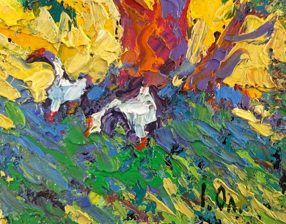 Image 1 of Original Oil Painting Nature Field Landscape A day filled with summer