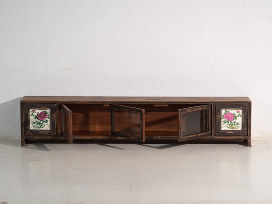 Antique low cabinet in elm wood – China, circa 1900 – Sideboard cabinet, Iron, Glass, Rustic (photo 39 of 39)