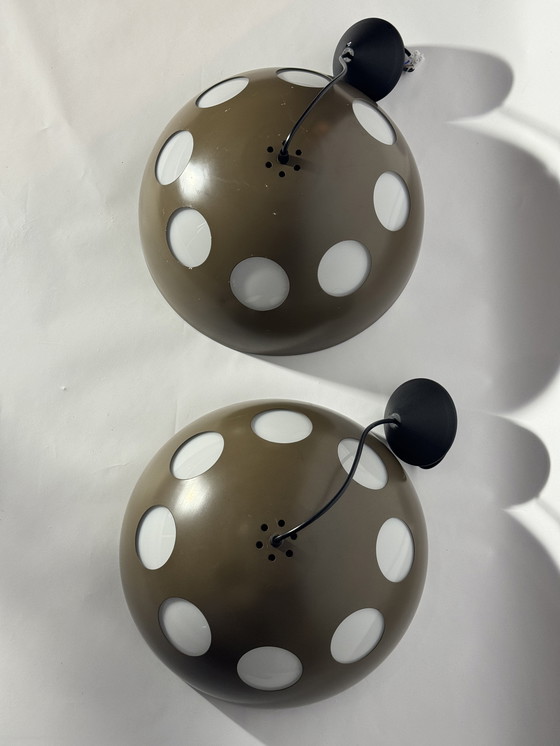 Image 1 of 2x RAAK Amsterdam El Duomo Bruine Lampen, Retro Space Age Tijdloos Futuristisch