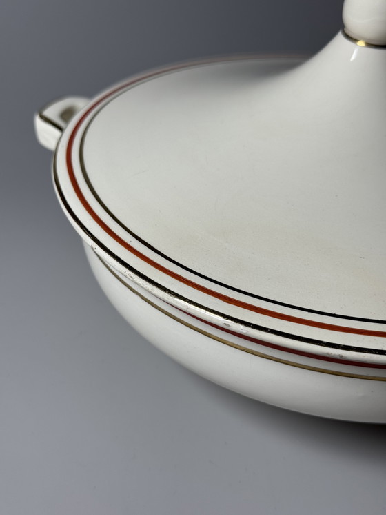 Image 1 of Zuppiera Art Déco vintage con sottopiatto – Boch Frères, Belgio, anni '40