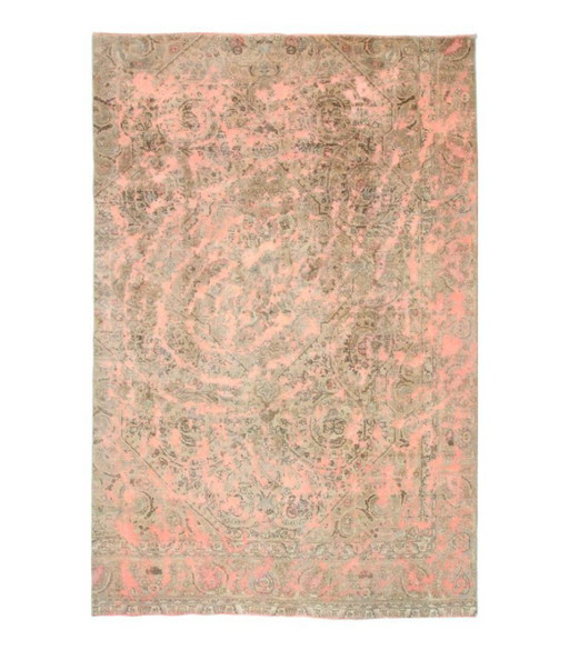 Tappeto Orientale Annodato a Mano Vintage Art Classico & Design a Rilievo 296 x 196 cm Colore Rosa