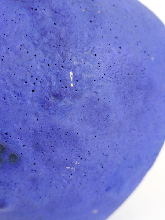 Image 1 of Vase Heyne Keramik, céramique Klein Blue Fat Lava, Allemagne de l'Ouest, années 1960, signé.