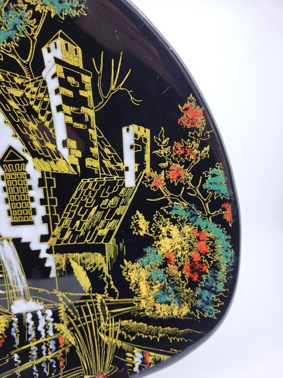 Image 1 of Dekorativer Teller, Longwy Emaille, Frankreich, 1950