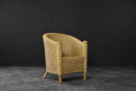 Image 1 of Vintage Italiaanse moderne Boho rotan stoel uit het midden van de eeuw, jaren 70