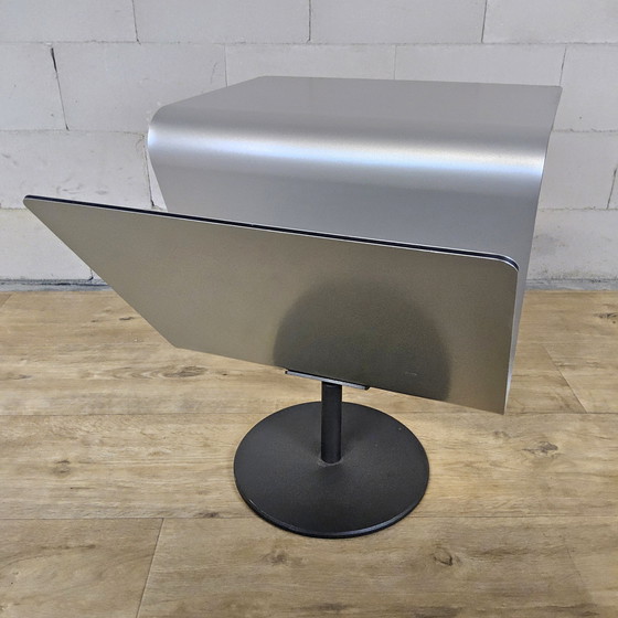 Image 1 of Modern curved metal minimalist side table with magazine rack / newspaper rack / magazine rack