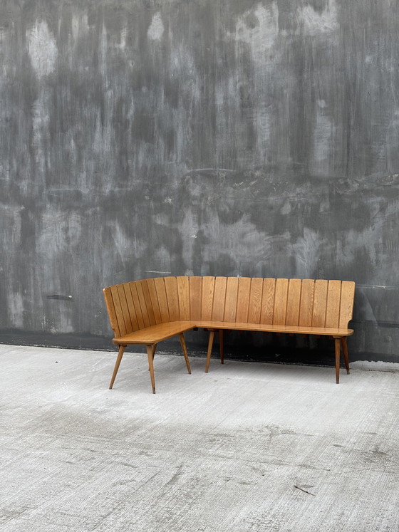 Image 1 of Divano angolare brutalista in rovere – design europeo anni '60/'70
