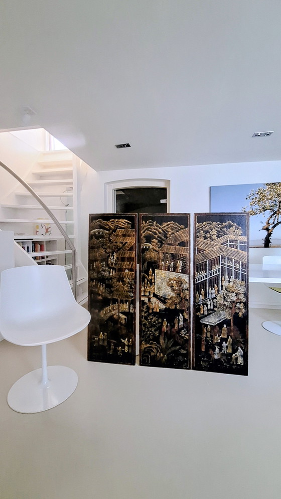 Image 1 of Chinese Coromandel lacquer panels late Qing period – set of three.