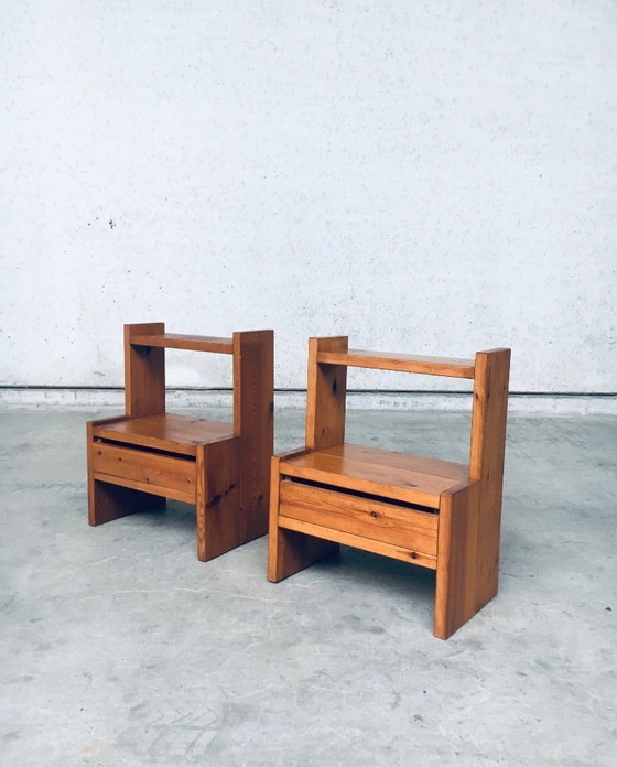 Image 1 of Midcentury Scandinavian Design Pine Bedside Table Set, 1960's Sweden