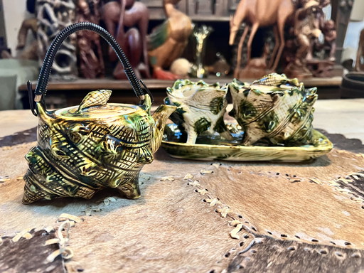 Vintage Japanese Banko Majolica Roomsetje