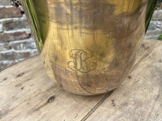 Image 1 of Enfriador de champán Enfriador de vino Louis Roederer plateado con cabezas de caballos