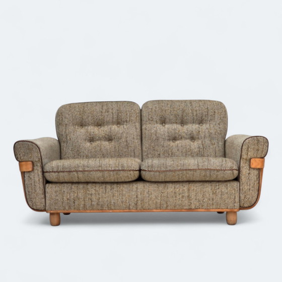 Image 1 of 1970s Danish 2-Seater Sofa, Original Condition, Furniture Wool, Bentwood