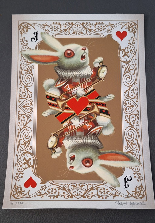 Signierter und nummerierter Kunstdruck von Benjamin Lacombe; Alice, das weiße Kaninchen