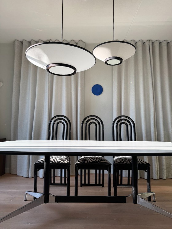 Image 1 of Set of 3 Postmodern Dining Chairs – Memphis Style – Zebra Print