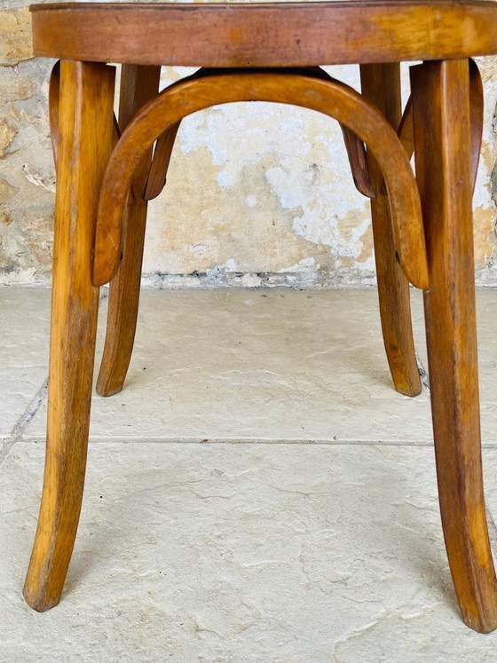 Image 1 of Vintage gebogen houten kruk uit het midden van de vorige eeuw van Baumann uit de jaren 1950.