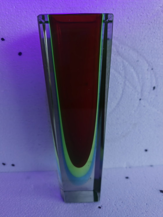 Murano Sommerso Glass Faceted Vase by Flavio Poli – Crystal (photo 8 of 12)