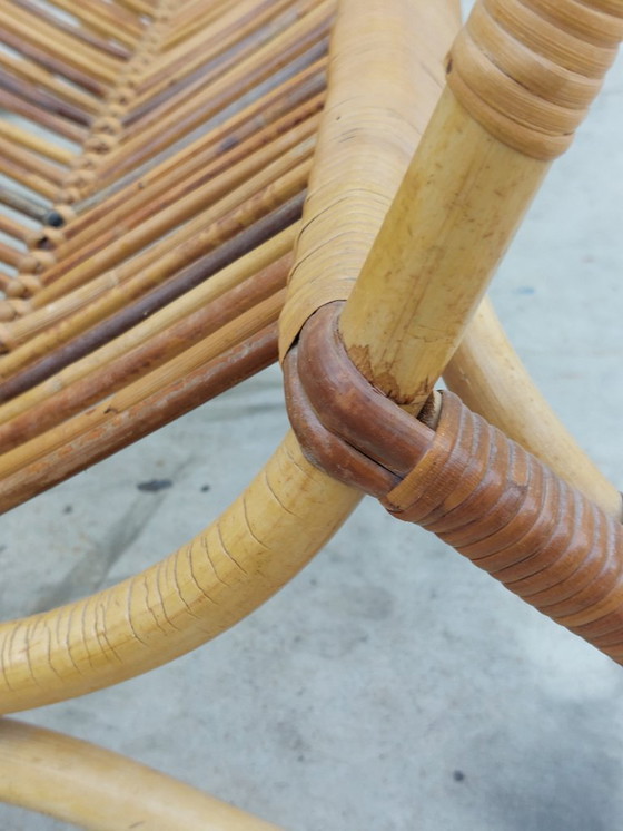 Image 1 of Set of vintage armchair and table in rattan by Rohe Noordwolde, 1960s