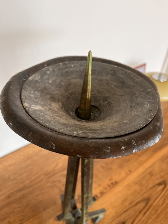 Candelabro antiguo de cobre, pátina verde – Portavelas, Copper (photo 5 of 5)
