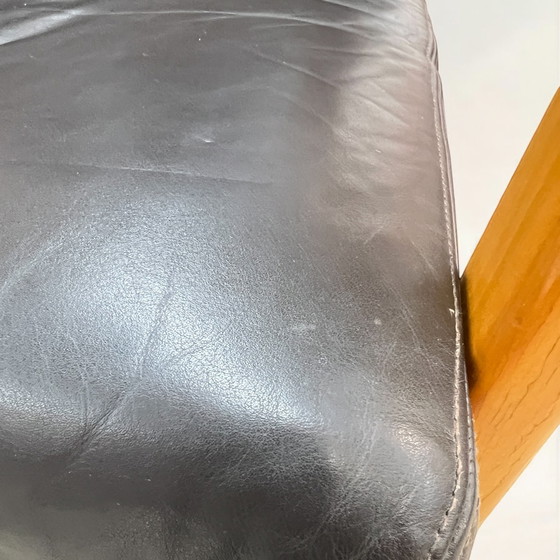 Image 1 of Wilhelm Knoll, anni '60 - Poltrona Mid-Century / sedia Senator in legno di ciliegio con rivestimento in pelle di mucca marro