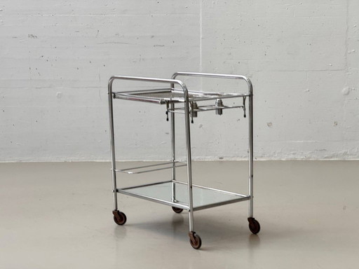 French Art Deco bar trolley with removable oil lamps, 1940s