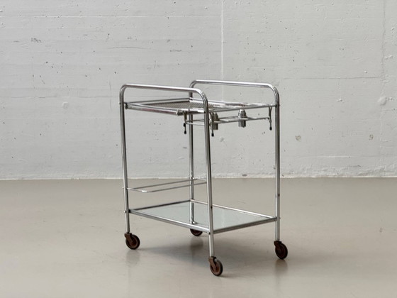 Image 1 of French Art Deco bar trolley with removable oil lamps, 1940s