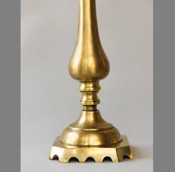 Image 1 of Large, solid antique bronze candlesticks. Antique bronze candle holders. Unique pair.