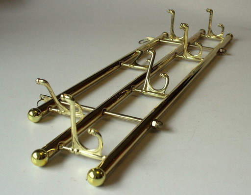 Porte-manteau mural design pliable en laiton - Vintage