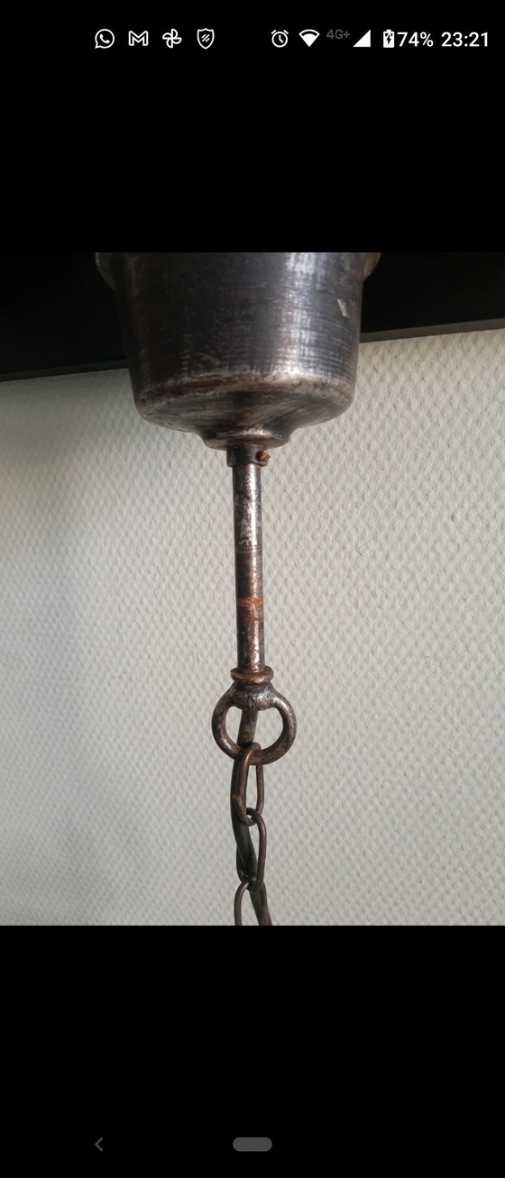 Image 1 of Amberkleurige Art-Deco Art-Nouveau Amsterdamse School pagode stijl hanglamp