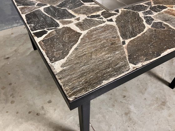 Image 1 of Brutalist coffee table side table slate planter