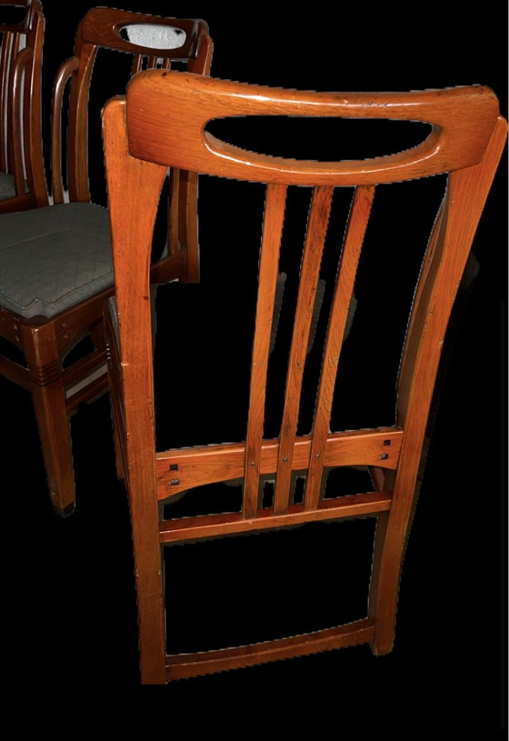 4 Schuitema Jugendstil Esszimmerstühle – Stoff, Holz (photo 9 of 11)